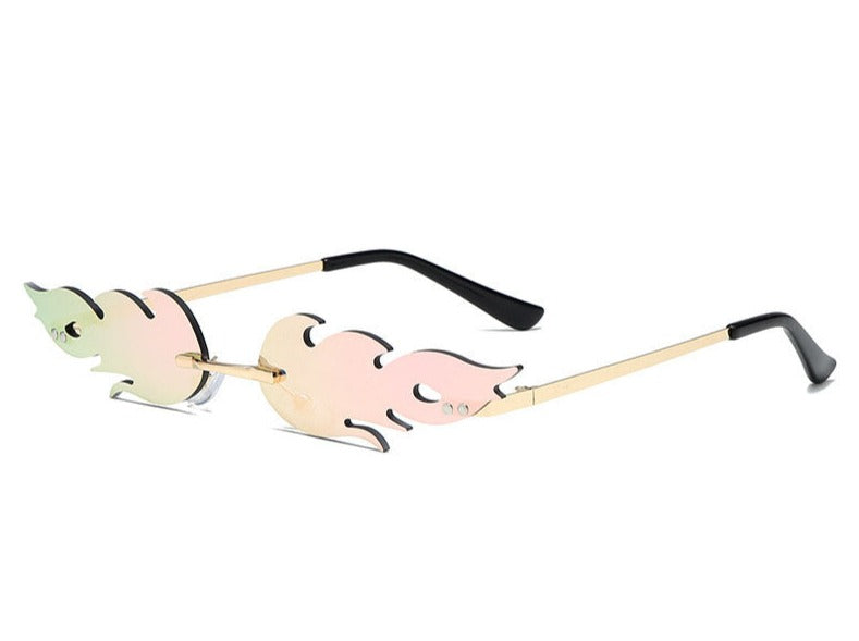 New flame sunglasses ladies metal frameless sunglasses