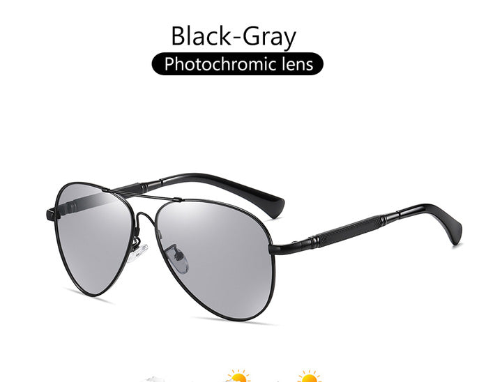 Unisex Polarized Fashion Pilot Photochromic Sunglasses