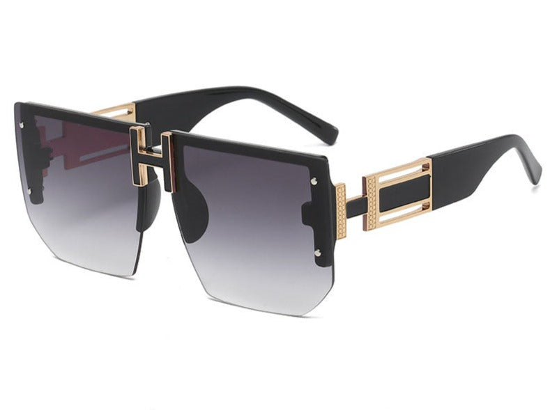 Women's Large Frame Fashion Diamond Cut Edge Sunglasses