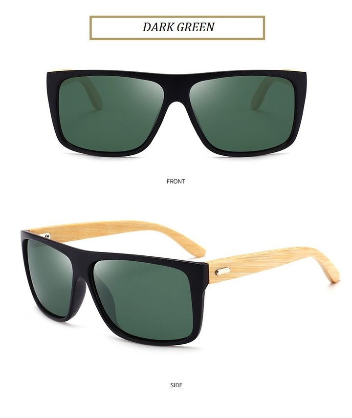 Men's Driving Rectangle Vintage Bamboo Sunglasses